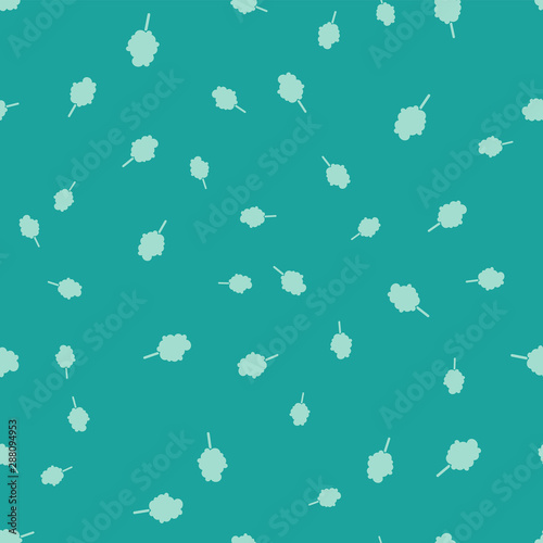 Green Cotton candy icon isolated seamless pattern on green background. Vector Illustration