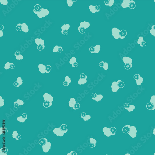 Green Cryptocurrency cloud mining icon isolated seamless pattern on green background background. Blockchain technology, bitcoin, digital money market, cryptocoin wallet. Vector Illustration