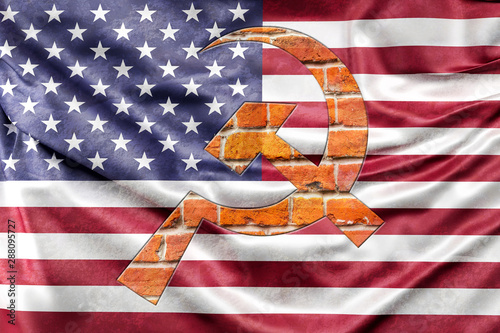 Abstract American Flag blended with Communism Symbol