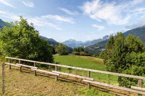 Beautiful sunny mountain landscape of Dolomite Alps in Nothern Italy