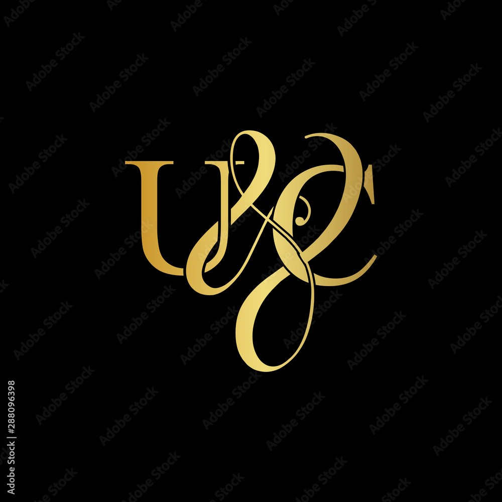Initial letter U & C UC luxury art vector mark logo, gold color on black background. Initial letter U & C UC luxury art vector mark logo, gold color on black background.