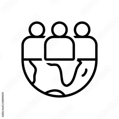 Black line icon for team 