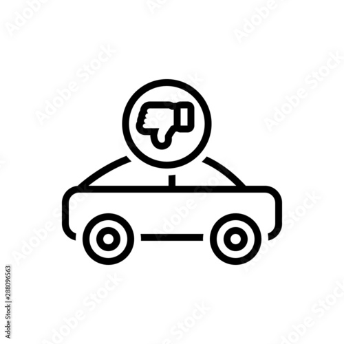 Black line icon for unlikely 