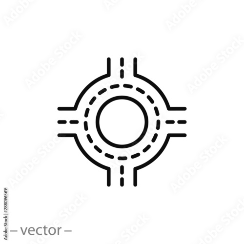 road junction icon, intersection roads thin line web symbol on white background - editable stroke vector illustration eps10