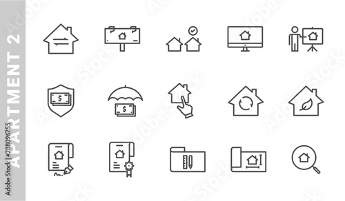 apartment and construction business icon set. Outline Style. each made in 64x64 pixel © LUTFIX