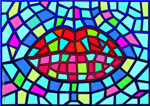 Mouth moses Stained glass illustration vector Is a mosaic glass that is used to decorate a picture of a window door