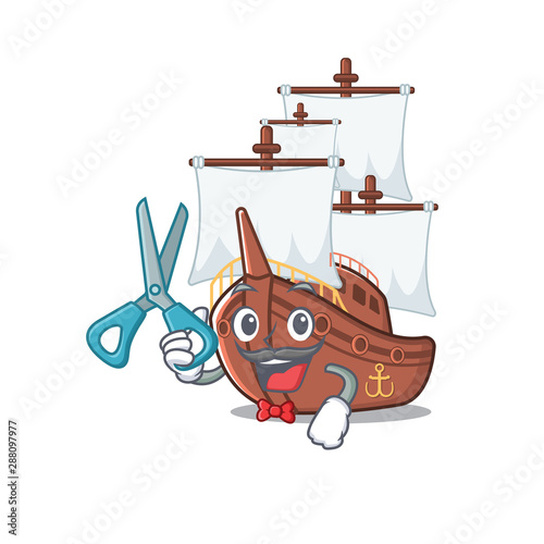Barber pirate ship isolated with the cartoon