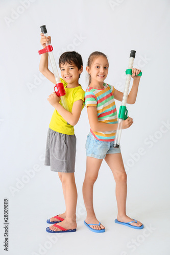 Cute little children with b...