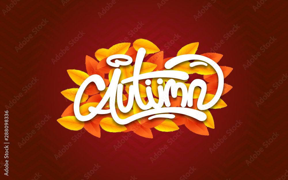 Fototapeta premium hello autumn. With items and elements of autumn leaves