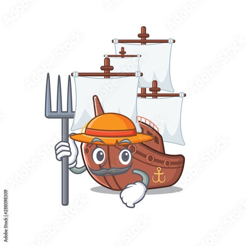 Farmer pirate ship isolated with the cartoon