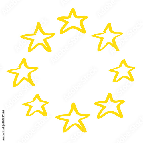 Handgezeichnete Sterne im Kreis in gelb