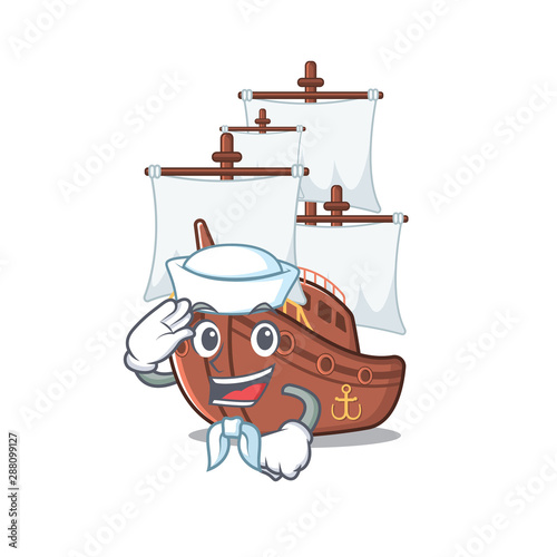 Sailor pirate ship isolated with the cartoon