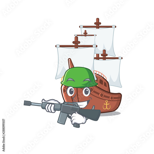 Army pirate ship isolated with the cartoon