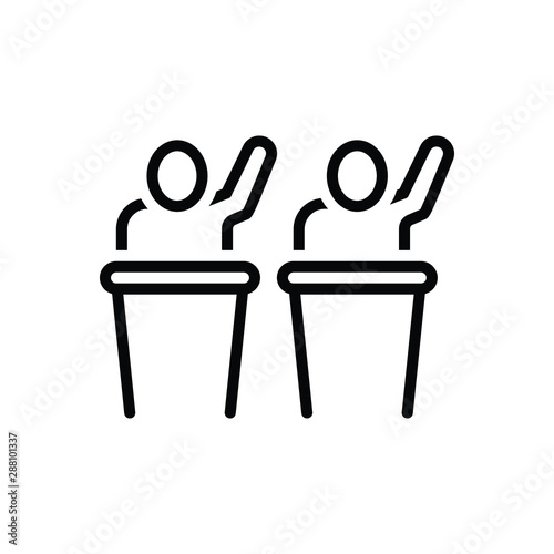 Black line icon for participation 