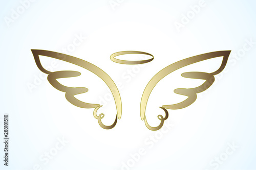 Angel gold wings logo symbol image vector