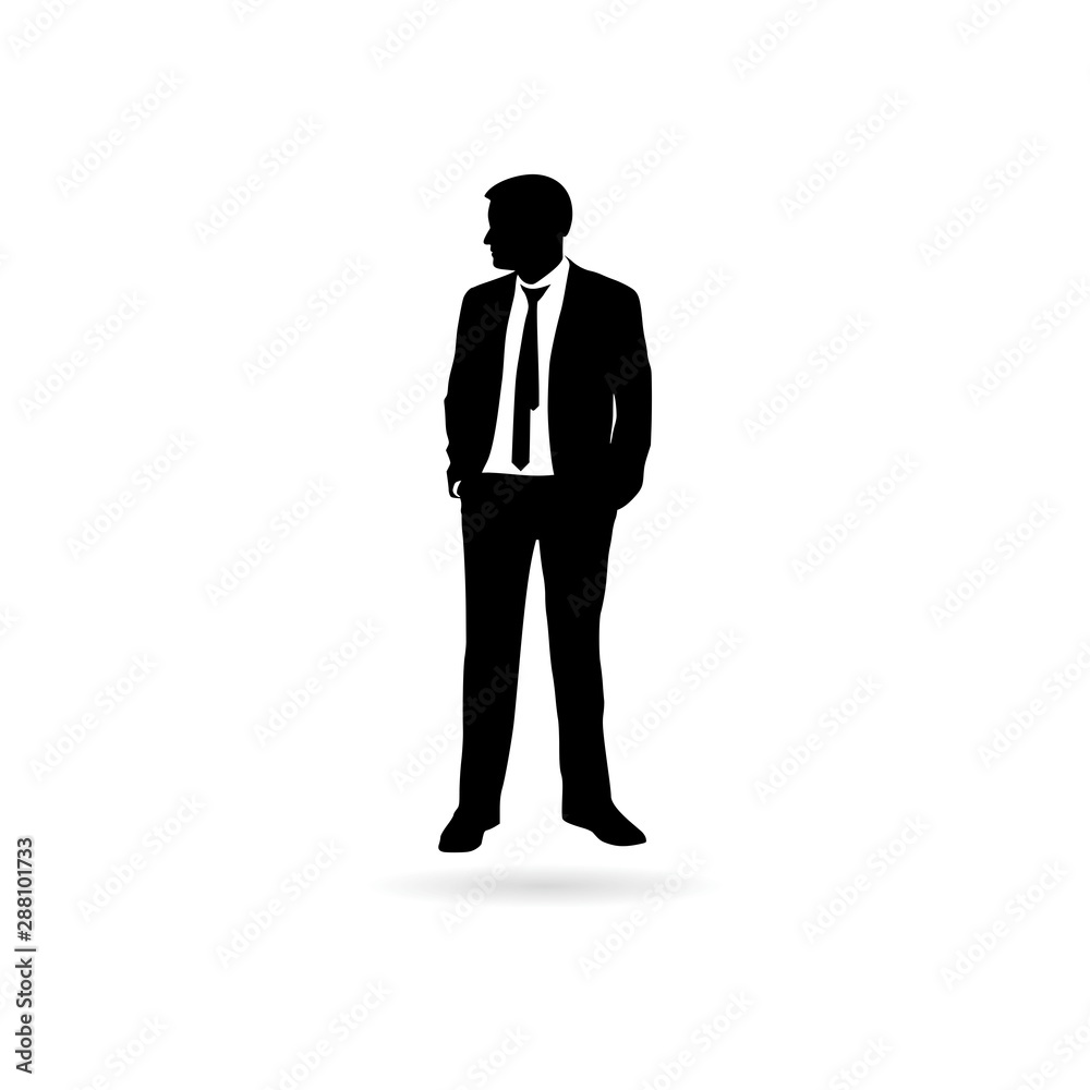 Silhouette of the businessman in a strict suit on a white background Silhouette of the businessman in a strict suit on a white background