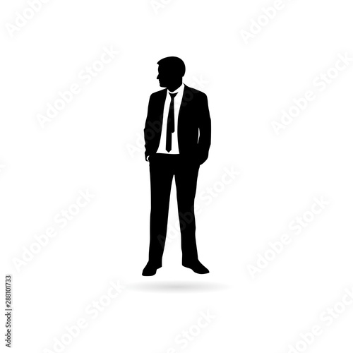 Silhouette of the businessman in a strict suit on a white background photo