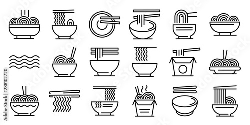 Ramen icons set. Outline set of ramen vector icons for web design isolated on white background photo