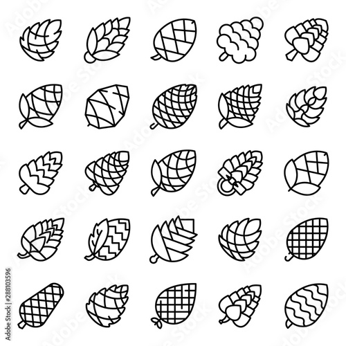 Pine cone icons set. Outline set of pine cone vector icons for web design isolated on white background photo