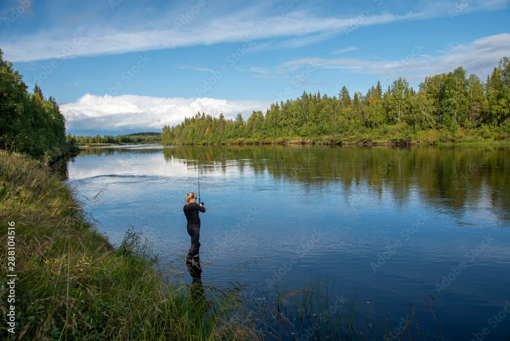 Woman fishing