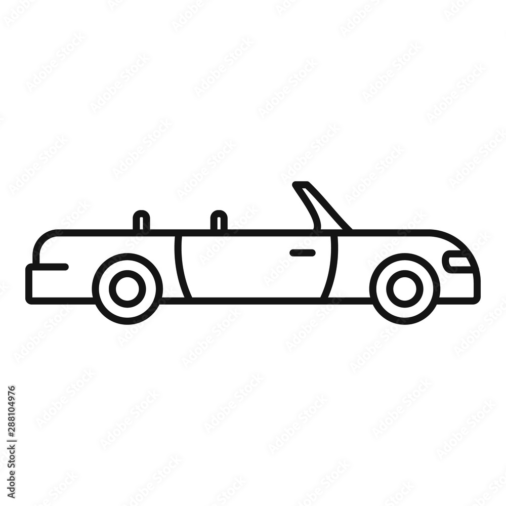 Traveling cabriolet icon. Outline traveling cabriolet vector icon for web design isolated on white background