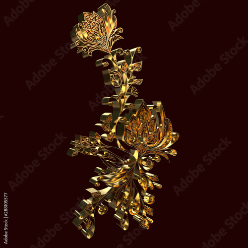 Abstract figure graphic element, flowers. 3D rendering. Illustrations