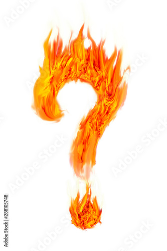 Fire question mark symbol on isolate