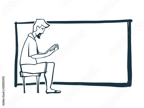 The seats Reading, reading the Christian Bible.