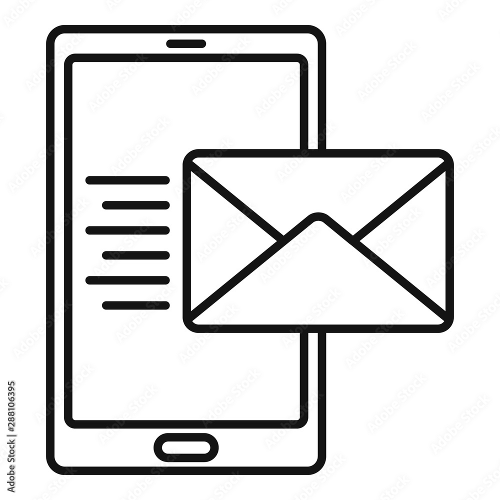 Smartphone mail inbox icon. Outline smartphone mail inbox vector icon for web design isolated on white background Smartphone mail inbox icon. Outline smartphone mail inbox vector icon for web design isolated on white background