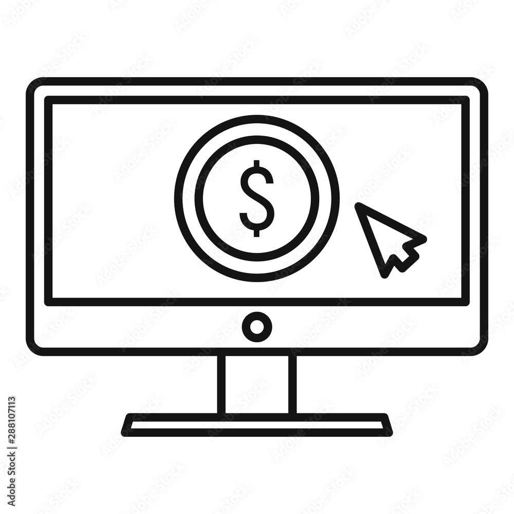 Web money monitor icon. Outline web money monitor vector icon for web design isolated on white background Web money monitor icon. Outline web money monitor vector icon for web design isolated on white background
