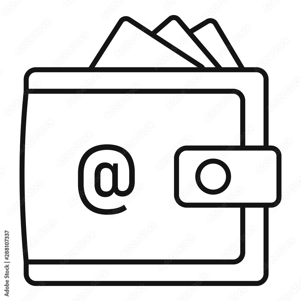 Web money wallet icon. Outline web money wallet vector icon for web design isolated on white background Web money wallet icon. Outline web money wallet vector icon for web design isolated on white background