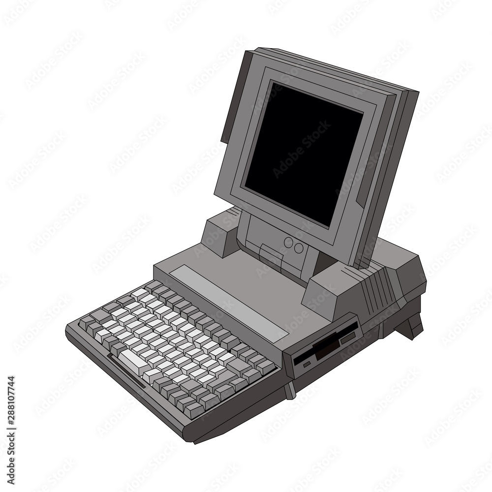Fototapeta premium old computer unit with a monitor on a white background
