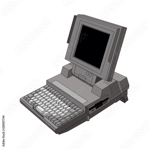 old computer unit with a monitor on a white background