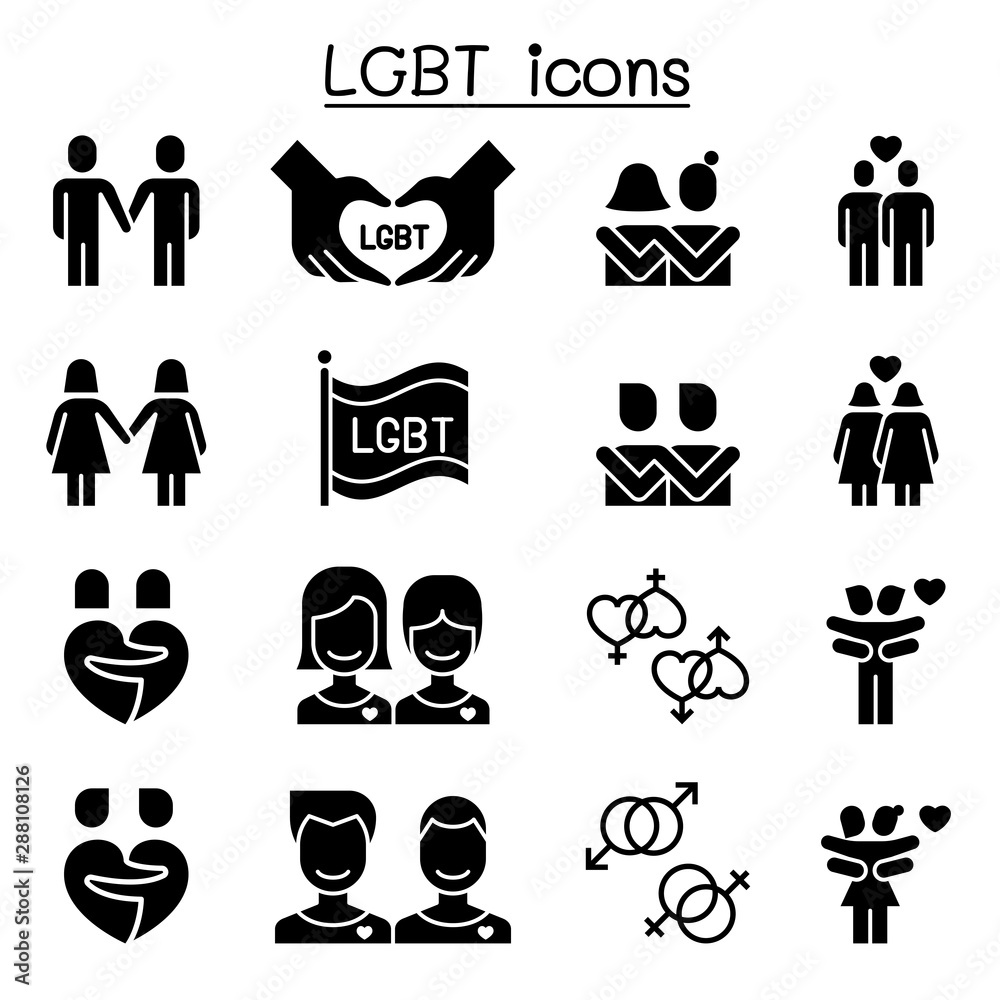Lgbt Homosexual Gay Lesbian Icon Set Stock Vector Adobe Stock