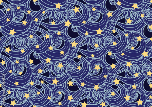 seamless pattern with stars and clouds, night sky