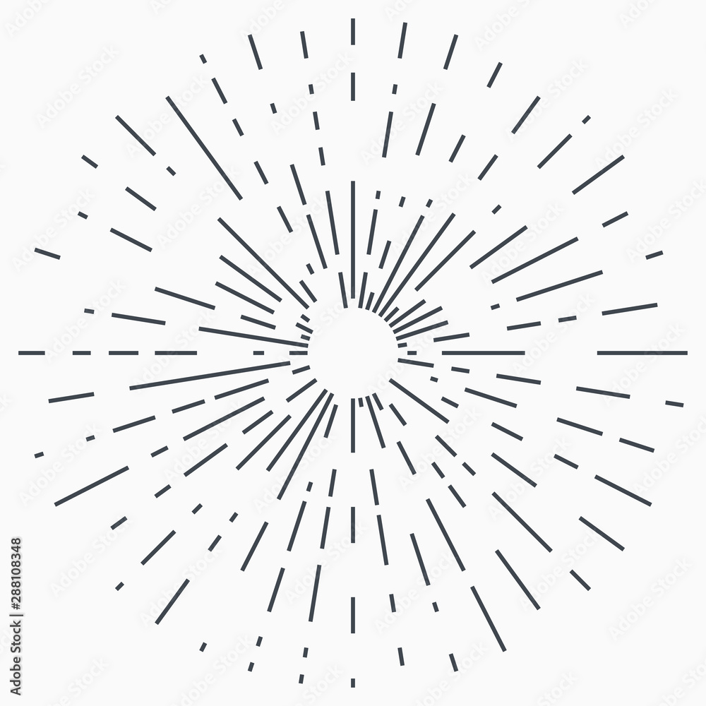 Fototapeta premium Vintage Sunburst Explosion Handdrawn Design Element Fireworks Black Rays