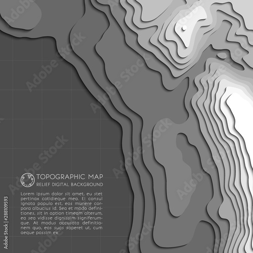 Map line of topography. Vector abstract topographic map concept with space for your copy. Black and white wave. Abstract paper cut. Abstract colorful waves. Wavy banners. Color geometric form