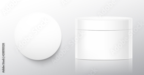 Blank cosmetic package container for creme. Vector illustration on grey background. Can be use for your design, advertising, promo and etc. EPS10.