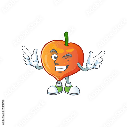 Wink nectarine character mascot funny shape cartoon.