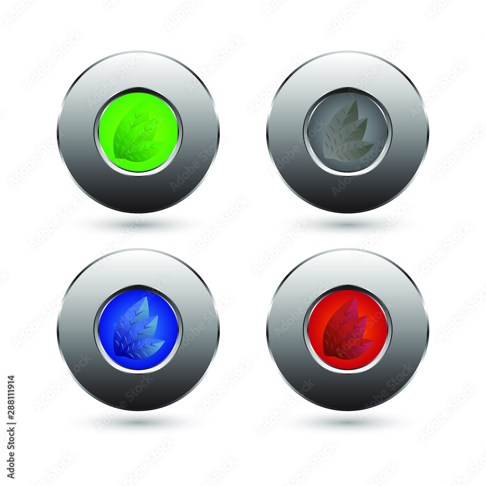 The objects in the form of leaf green, black, blue and red web icon on white background. The objects in the form of leaf green, black, blue and red web icon on white background.