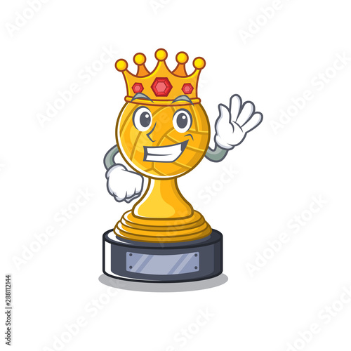 King volleyball trophy cartoon displayed above character table