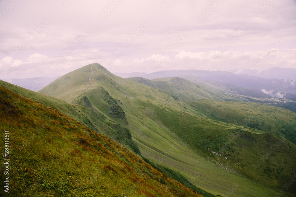 Foggy landscape near Blyznytsya mountain in the Carpathian mountains Foggy landscape near Blyznytsya mountain in the Carpathian mountains