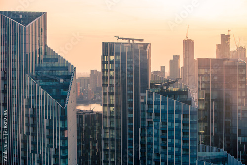  London at sunset  New residential development at Greenwich  at sunset. London  UK