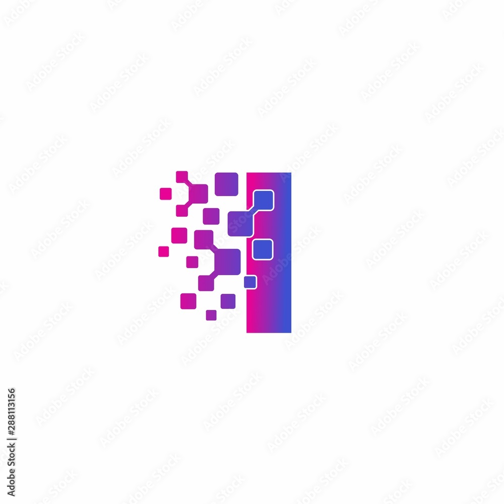 Initial I letter Digital Pixels Tech Logo Vector Initial I letter Digital Pixels Tech Logo Vector