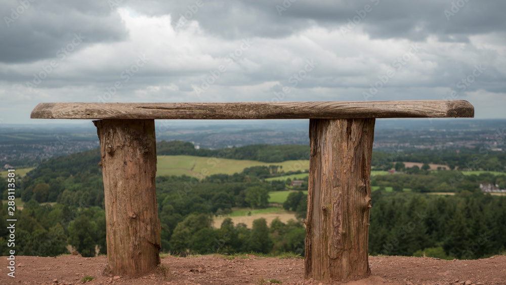 A bench overlooking the Worcestershire countryside UK