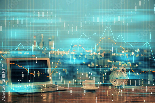 Wallpaper Mural Multi exposure of forex graph and work space with computer. Concept of international online trading. Torontodigital.ca