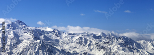 View on snowy mountains at nice sunny day