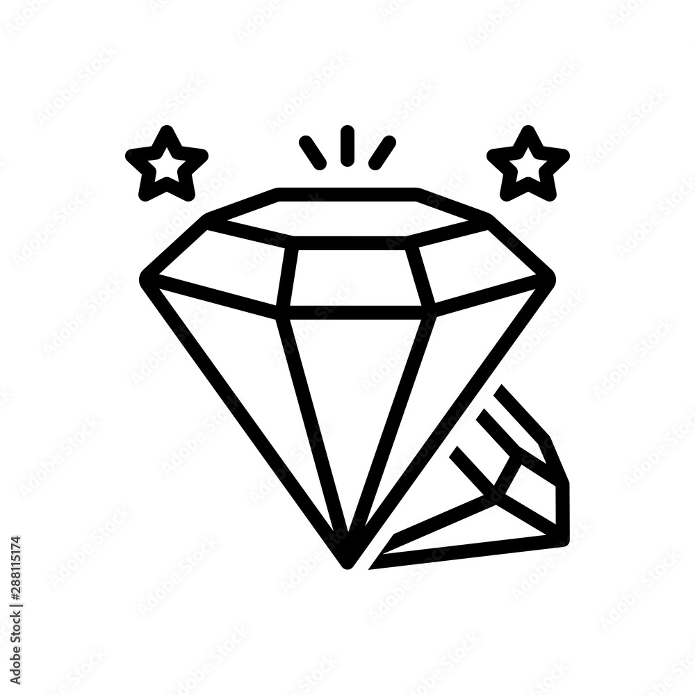 Black line icon for diamond Black line icon for diamond
