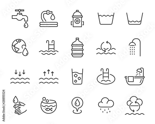 set of water icons, fresh, aqua, moist