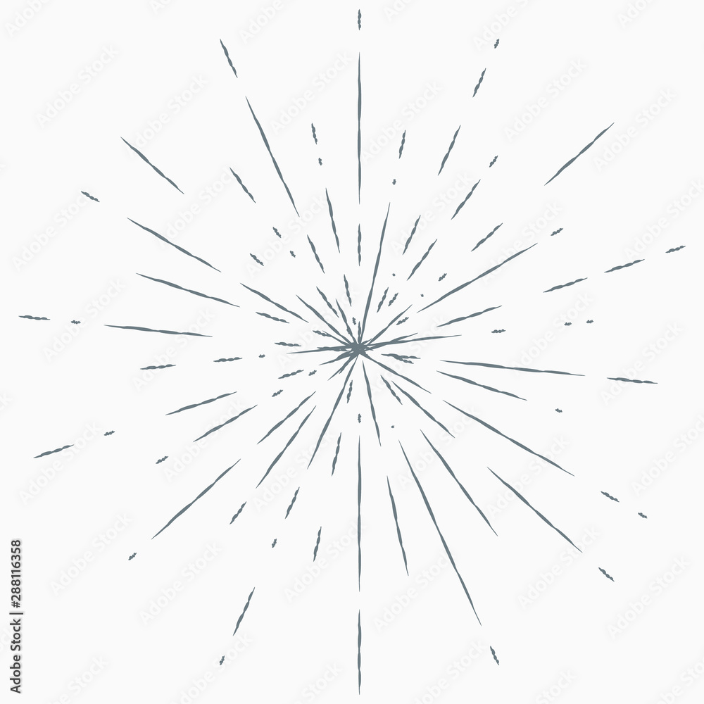 Fototapeta premium Sun burst, star burst sunshine. Radiating from the center of thin beams, lines.